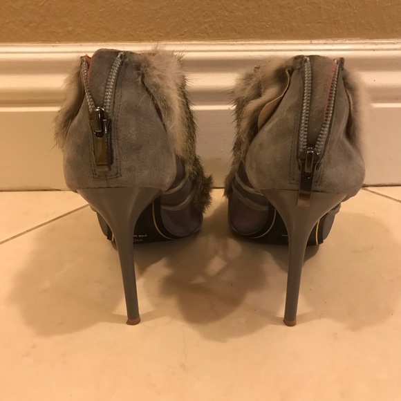 Mink fur peep toe booties - Picture 3 of 5